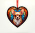 Chihuahua Fawn Stained Glass Effect Heart Suncatcher